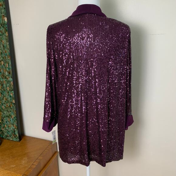 NEW R&M Richards Burgundy Wine Sequin Pant Suit Set Jacket Tank Pants Plus 18W - Picture 4 of 15